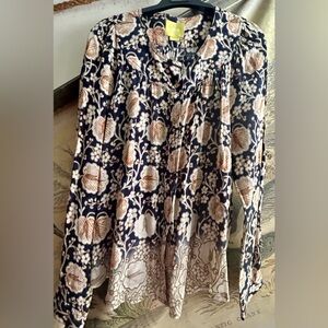 * Maeve Anthropologie Boho Floal Print Top Blouse SZ Medium *